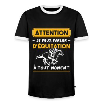 I can talk about horseback riding at any time - Men's Ringer Shirt - black/white - Front - AI Model Female 172 light (172cm) & AI Model Male 178 light (178cm)