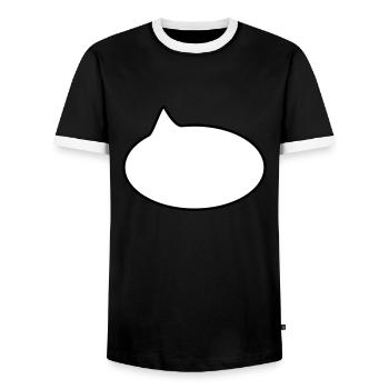 Ballon / / dessin animé / / dire / / déclaration - T-shirt contrasté Homme - noir/blanc - Devant - AI Model Female 172 light (172cm) & AI Model Male 178 light (178cm)