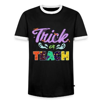 Lehrer Halloween - Süßes oder Lernen - Männer Kontrast-T-Shirt - Schwarz/Weiß - Vorne - AI Model Female 172 light (172cm) & AI Model Male 178 light (178cm)