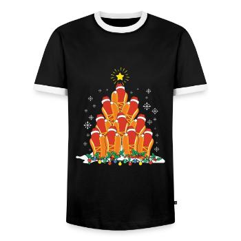 Hot Dog Fast Food Tree Christmas Tree - Männer Kontrast-T-Shirt - Schwarz/Weiß - Vorne - AI Model Female 172 light (172cm) & AI Model Male 178 light (178cm)