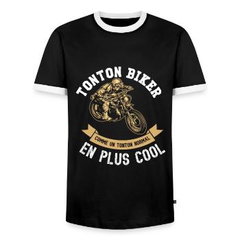 tonton biker - T-shirt contrasté Homme - noir/blanc - Devant - AI Model Female 172 light (172cm) & AI Model Male 178 light (178cm)