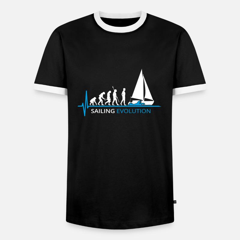 Segeln Evolution Segelboot Sailing - Männer Kontrast-T-Shirt - Schwarz/Weiß