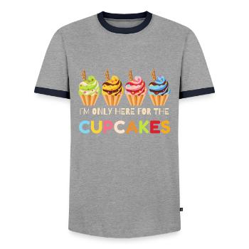 Cupcakes drôles, Cupcake célébrations, cadeau Cupcake - T-shirt contrasté Homme - gris/marine  - Devant - AI Model Female 172 light (172cm) & AI Model Male 178 light (178cm)