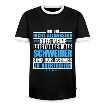 Unsurpassed performance as a welder - Men's Ringer Shirt - black/white - Front - AI Model Female 172 light (172cm) & AI Model Male 178 light (178cm)
