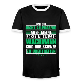 Unsurpassed performance as a security guard - Men's Ringer Shirt - black/white - Front - AI Model Female 172 light (172cm) & AI Model Male 178 light (178cm)