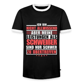 Unsurpassed performance as a welder - Men's Ringer Shirt - black/white - Front - AI Model Female 172 light (172cm) & AI Model Male 178 light (178cm)
