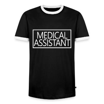 Assistant médical fier diplômé de soins de santé - T-shirt contrasté Homme - noir/blanc - Devant - AI Model Female 172 light (172cm) & AI Model Male 178 light (178cm)