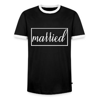 Verheiratetes passendes Paar Männer & Frauen Hochzeitstag - Männer Kontrast-T-Shirt - Schwarz/Weiß - Vorne - AI Model Female 172 light (172cm) & AI Model Male 178 light (178cm)