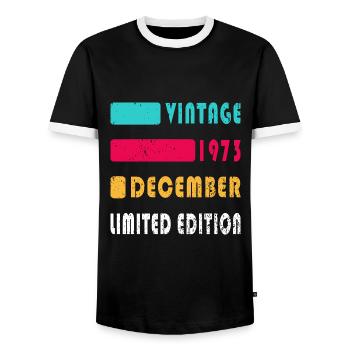 Décembre 1973 Vintage anniversaire Vintage cadeau - T-shirt contrasté Homme - noir/blanc - Devant - AI Model Female 172 light (172cm) & AI Model Male 178 light (178cm)