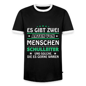 Headmaster Gift - Two Types of... Design - Men's Ringer Shirt - black/white - Front - AI Model Female 172 light (172cm) & AI Model Male 178 light (178cm)