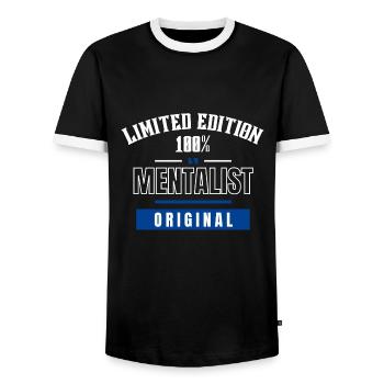 Limited Edition 100% - Mentalist - Original - Männer Kontrast-T-Shirt - Schwarz/Weiß - Vorne - AI Model Female 172 light (172cm) & AI Model Male 178 light (178cm)
