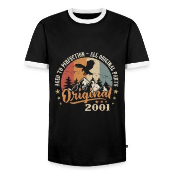 Original 2001 Millésime 2001 Anniversaire - T-shirt contrasté Homme - noir/blanc - Devant - AI Model Female 172 light (172cm) & AI Model Male 178 light (178cm)