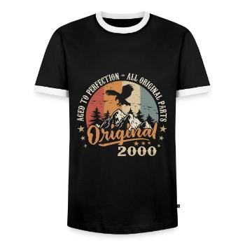 Original 2000 Millésime 2000 Anniversaire - T-shirt contrasté Homme - noir/blanc - Devant - AI Model Female 172 light (172cm) & AI Model Male 178 light (178cm)
