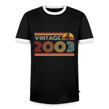 2003 Limited Edition Birthday Outfit 2003 vintag - Men's Ringer Shirt - black/white - Front - AI Model Female 172 light (172cm) & AI Model Male 178 light (178cm)