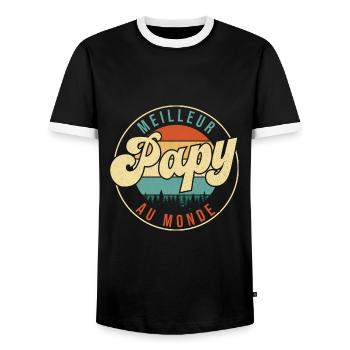 Meilleur papy au monde - Cadeau grand-père - T-shirt contrasté Homme - noir/blanc - Devant - AI Model Female 172 light (172cm) & AI Model Male 178 light (178cm)