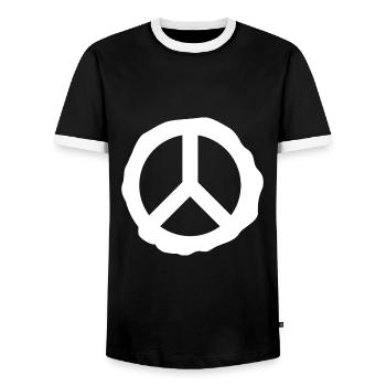 Peace Frieden Geschenkidee Geburtstag - Männer Kontrast-T-Shirt - Schwarz/Weiß - Vorne - AI Model Female 172 light (172cm) & AI Model Male 178 light (178cm)