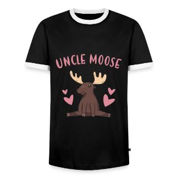 Elk Uncle Moose - Men's Ringer Shirt - black/white - Front - AI Model Female 172 light (172cm) & AI Model Male 178 light (178cm)