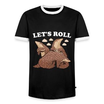 Roulons Pangolin - T-shirt contrasté Homme - noir/blanc - Devant - AI Model Female 172 light (172cm) & AI Model Male 178 light (178cm)
