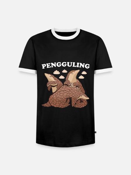 Pengguling Pangolin - Men's Ringer Shirt - black/white