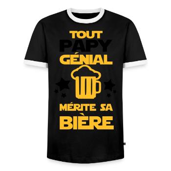 tout papy génial - T-shirt contrasté Homme - noir/blanc - Devant - AI Model Female 172 light (172cm) & AI Model Male 178 light (178cm)
