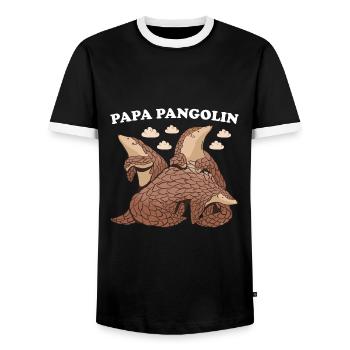 Papa Pangolin - T-shirt contrasté Homme - noir/blanc - Devant - AI Model Female 172 light (172cm) & AI Model Male 178 light (178cm)