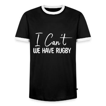 Rugby Sort Sport Rugby Football Trainer fan rugby! - T-shirt contrasté Homme - noir/blanc - Devant - AI Model Female 172 light (172cm) & AI Model Male 178 light (178cm)