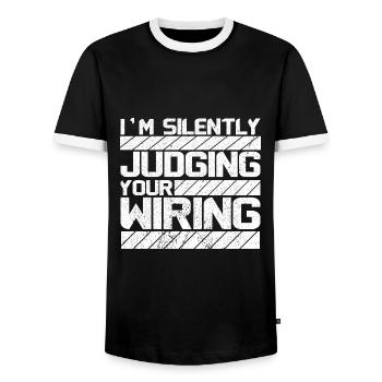 lustiges Elektriker Tshirt - Elektriker Geschenke - Männer Kontrast-T-Shirt - Schwarz/Weiß - Vorne - AI Model Female 172 light (172cm) & AI Model Male 178 light (178cm)