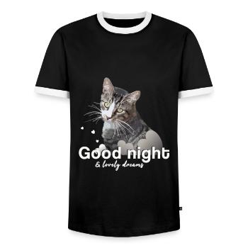 Schlafshirt gute Nacht good night - Männer Kontrast-T-Shirt - Schwarz/Weiß - Vorne - AI Model Female 172 light (172cm) & AI Model Male 178 light (178cm)
