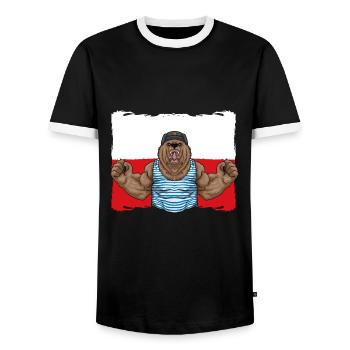 Pologne Drapeau Polska Polski ours polonais - T-shirt contrasté Homme - noir/blanc - Devant - AI Model Female 172 light (172cm) & AI Model Male 178 light (178cm)