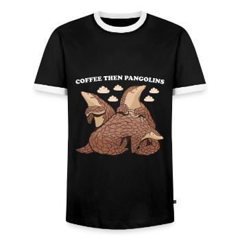 Coffee Then Pangolins Pangolin - Männer Kontrast-T-Shirt - Schwarz/Weiß - Vorne - AI Model Female 172 light (172cm) & AI Model Male 178 light (178cm)
