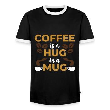 Coffee Espresso Morning Coffee Drinker Americano - Men's Ringer Shirt - black/white - Front - AI Model Female 172 light (172cm) & AI Model Male 178 light (178cm)