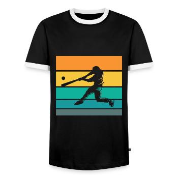 Baseball Baseball Player Baseball Bat Batter - Men's Ringer Shirt - black/white - Front - AI Model Female 172 light (172cm) & AI Model Male 178 light (178cm)
