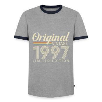 Vintage 1997 Vintage Retro Birthday Gift - Men's Ringer Shirt - grey/navy  - Front - AI Model Female 172 light (172cm) & AI Model Male 178 light (178cm)