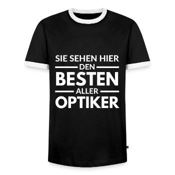 Sie sehen hier den Besten aller Optiker - Männer Kontrast-T-Shirt - Schwarz/Weiß - Vorne - AI Model Female 172 light (172cm) & AI Model Male 178 light (178cm)