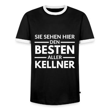 Sie sehen hier den Besten aller Kellner - Männer Kontrast-T-Shirt - Schwarz/Weiß - Vorne - AI Model Female 172 light (172cm) & AI Model Male 178 light (178cm)