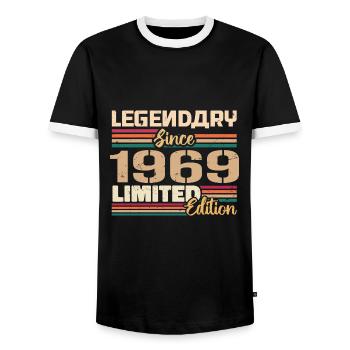 1969 Vintage 1969 Geburtstag geboren im Jahr 1969 - Männer Kontrast-T-Shirt - Schwarz/Weiß - Vorne - AI Model Female 172 light (172cm) & AI Model Male 178 light (178cm)