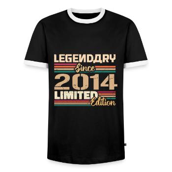 2014 Vintage 2014 Geburtstag geboren im Jahr 2014 - Männer Kontrast-T-Shirt - Schwarz/Weiß - Vorne - AI Model Female 172 light (172cm) & AI Model Male 178 light (178cm)