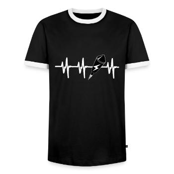 Heartbeat New Year's Eve Rocket - Men's Ringer Shirt - black/white - Front - AI Model Female 172 light (172cm) & AI Model Male 178 light (178cm)