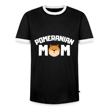 Zwergspitz Mama Hunde Muttertag Geschenk Spitz - Männer Kontrast-T-Shirt - Schwarz/Weiß - Vorne - AI Model Female 172 light (172cm) & AI Model Male 178 light (178cm)