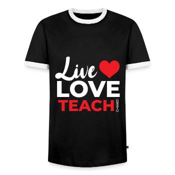 Teacher Primary School Teacher Secondary School Teacher - Men's Ringer Shirt - black/white - Front - AI Model Female 172 light (172cm) & AI Model Male 178 light (178cm)