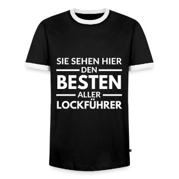 Sie sehen hier den Besten aller Lockführer - Männer Kontrast-T-Shirt - Schwarz/Weiß - Vorne - AI Model Female 172 light (172cm) & AI Model Male 178 light (178cm)