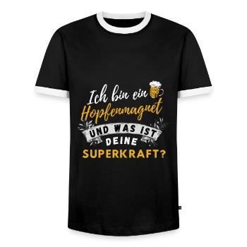Biertrinker Spruch Hopfenmagnet und Bierliebhaber - Männer Kontrast-T-Shirt - Schwarz/Weiß - Vorne - AI Model Female 172 light (172cm) & AI Model Male 178 light (178cm)