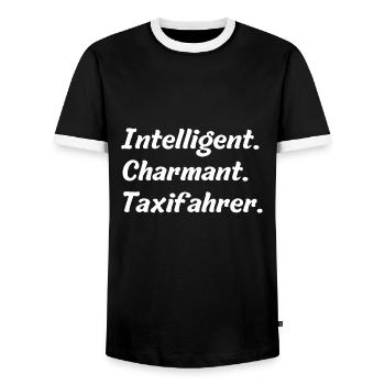 Intelligent. Charmant. Taxifahrer - Männer Kontrast-T-Shirt - Schwarz/Weiß - Vorne - AI Model Female 172 light (172cm) & AI Model Male 178 light (178cm)