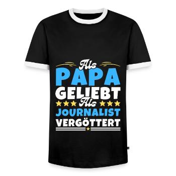 Als Papa geliebt, als Journalist vergöttert - Männer Kontrast-T-Shirt - Schwarz/Weiß - Vorne - AI Model Female 172 light (172cm) & AI Model Male 178 light (178cm)