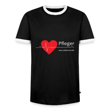 Pfleger aus Leidenschaft mit Herz und EKG-Kurve - Männer Kontrast-T-Shirt - Schwarz/Weiß - Vorne - AI Model Female 172 light (172cm) & AI Model Male 178 light (178cm)