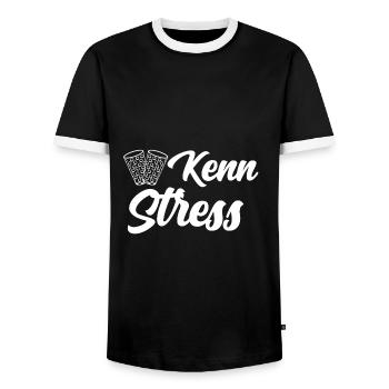 Keinen Stress - Kenn Stess Geschenk Pfalz Pfälzer - Männer Kontrast-T-Shirt - Schwarz/Weiß - Vorne - AI Model Female 172 light (172cm) & AI Model Male 178 light (178cm)