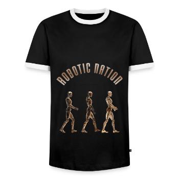 Nation robotique 5 - T-shirt contrasté Homme - noir/blanc - Devant - AI Model Female 172 light (172cm) & AI Model Male 178 light (178cm)