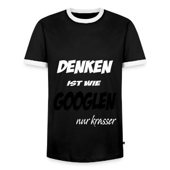 denken ist wie googlen nur krasser - Männer Kontrast-T-Shirt - Schwarz/Weiß - Vorne - AI Model Female 172 light (172cm) & AI Model Male 178 light (178cm)