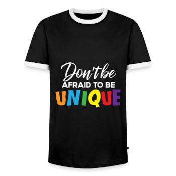 Unique Unique Personality Development - Men's Ringer Shirt - black/white - Front - AI Model Female 172 light (172cm) & AI Model Male 178 light (178cm)