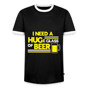 Beer Beer Beer Beer Drinker Alcohol Party - Men's Ringer Shirt - black/white - Front - AI Model Female 172 light (172cm) & AI Model Male 178 light (178cm)